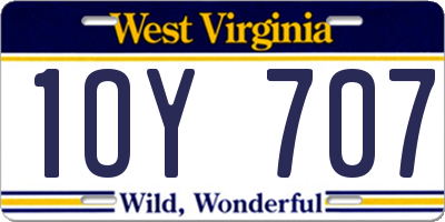WV license plate 1OY707