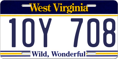 WV license plate 1OY708
