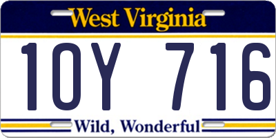 WV license plate 1OY716