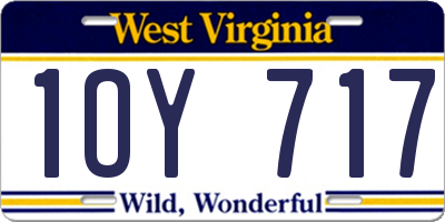 WV license plate 1OY717
