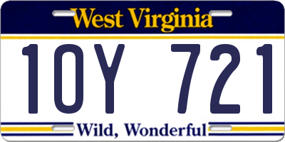 WV license plate 1OY721