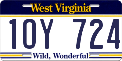 WV license plate 1OY724