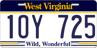 WV license plate 1OY725