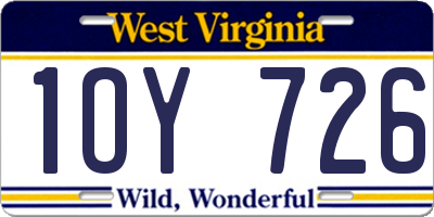 WV license plate 1OY726