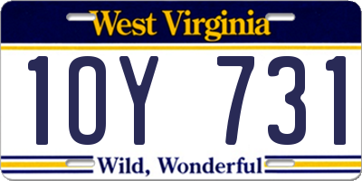 WV license plate 1OY731