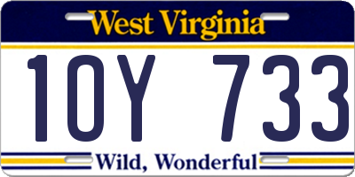 WV license plate 1OY733
