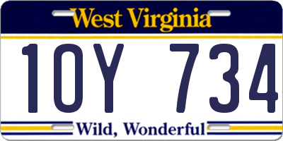 WV license plate 1OY734