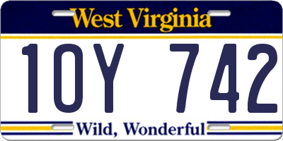 WV license plate 1OY742
