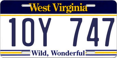 WV license plate 1OY747