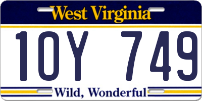 WV license plate 1OY749