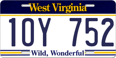 WV license plate 1OY752