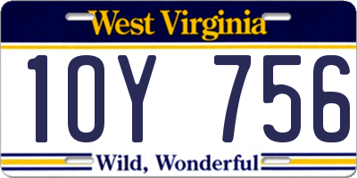 WV license plate 1OY756