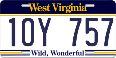 WV license plate 1OY757