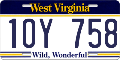 WV license plate 1OY758