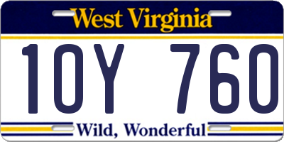 WV license plate 1OY760