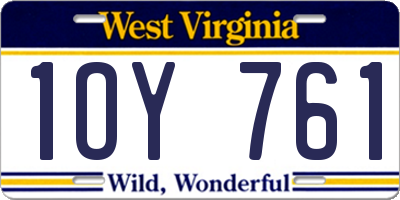 WV license plate 1OY761