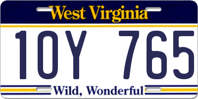 WV license plate 1OY765