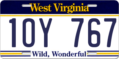 WV license plate 1OY767