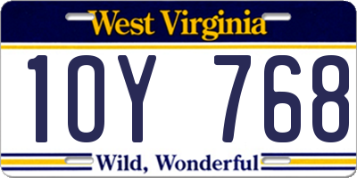 WV license plate 1OY768