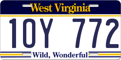 WV license plate 1OY772
