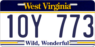 WV license plate 1OY773