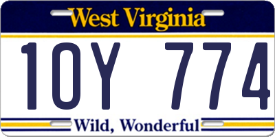 WV license plate 1OY774