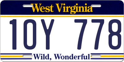 WV license plate 1OY778