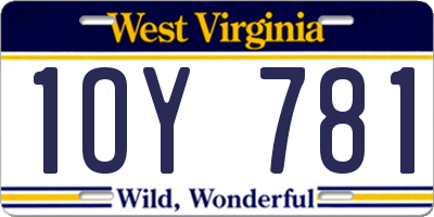 WV license plate 1OY781