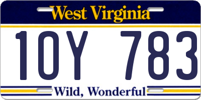 WV license plate 1OY783