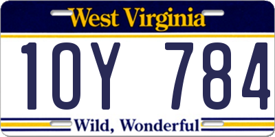 WV license plate 1OY784