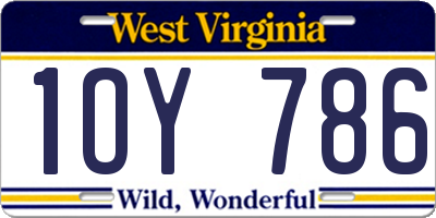 WV license plate 1OY786