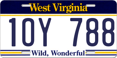 WV license plate 1OY788