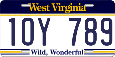 WV license plate 1OY789