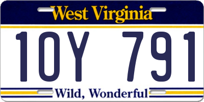 WV license plate 1OY791