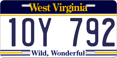 WV license plate 1OY792