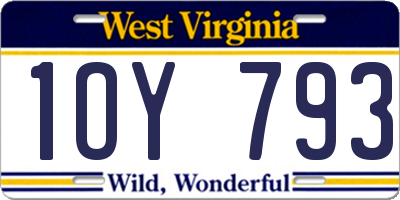 WV license plate 1OY793