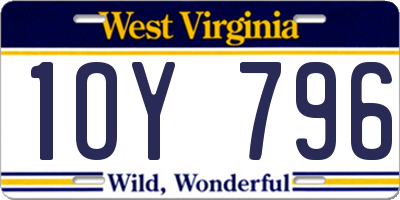 WV license plate 1OY796