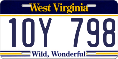 WV license plate 1OY798