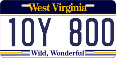WV license plate 1OY800
