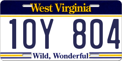 WV license plate 1OY804
