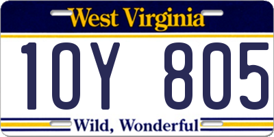 WV license plate 1OY805