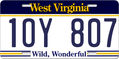 WV license plate 1OY807