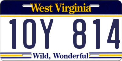 WV license plate 1OY814