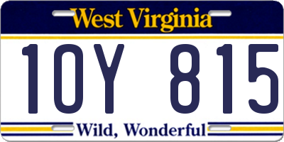 WV license plate 1OY815