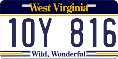 WV license plate 1OY816