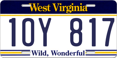 WV license plate 1OY817