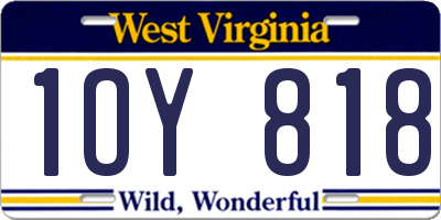 WV license plate 1OY818