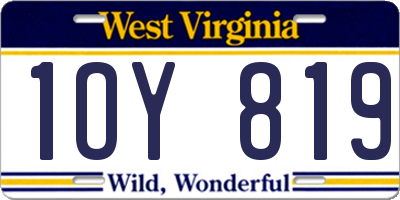 WV license plate 1OY819