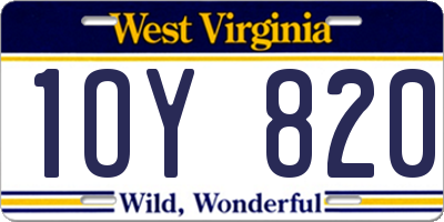 WV license plate 1OY820