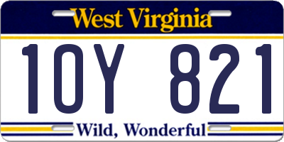WV license plate 1OY821